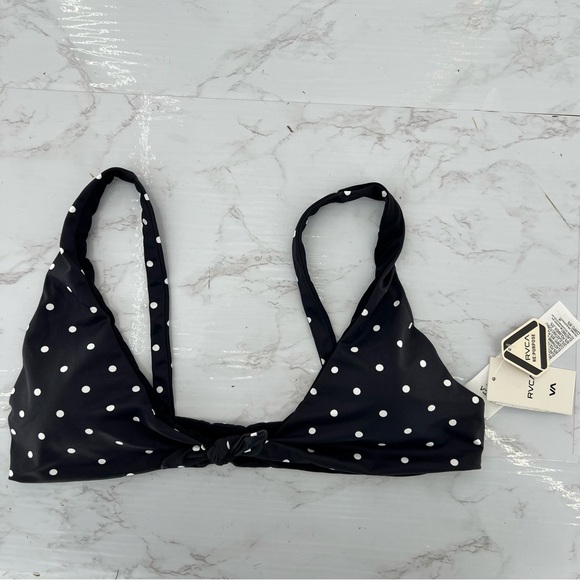 RVCA tie front polka dot bikini TOP - Picture 5 of 8